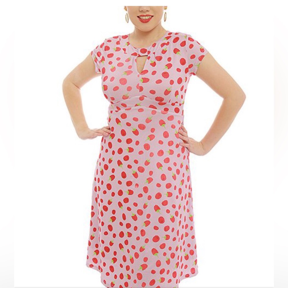 LindyBop Pink raspberry dress with bodice cutout (1503)